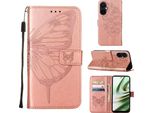 Custodia In Pelle Per Oneplus Nord CE3 Farfalla In Rilievo Custodia In Pelle Flip Slot Per Schede Telefono Cellulare Con Supporto Rosa