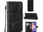 Custodia In Pelle Per Samsung Galaxy A54 Farfalla In Rilievo Custodia In Pelle Flip Slot Per Schede Telefono Cellulare Con Supporto Nero