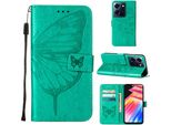 Custodia In Pelle Per Infinix Note 30 5G Farfalla In Rilievo Custodia In Pelle Flip Slot Per Schede Telefono Cellulare Con Supporto Verde