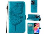 Custodia In Pelle Per Infinix Note 30 5G Farfalla In Rilievo Custodia In Pelle Flip Slot Per Schede Per Telefoni Cellulari Con Supporto Blu