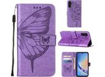 Custodia In Pelle Per Samsung Galaxy A34 Farfalla In Rilievo Flip Custodia In Pelle Slot Per Schede Telefono Cellulare Con Supporto Viola