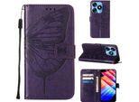 Custodia In Pelle Per Tecno Spark 10 4G Farfalla In Rilievo Custodia In Pelle Flip Slot Per Schede Telefono Cellulare Con Supporto Viola