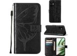 Custodia Per Oneplus Nord CE3 Butterfly Relief Custodia In Pelle Con Slot Per Schede E Supporto Nero