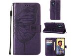 Custodia In Pelle Per Realme C55 Farfalla In Rilievo Flip Custodia In Pelle Slot Per Schede Telefono Cellulare Con Supporto Viola