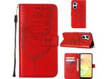 Custodia In Pelle Per Realme 10 4G Farfalla In Rilievo Custodia In Pelle Flip Slot Per Schede Telefono Cellulare Con Supporto Rosso