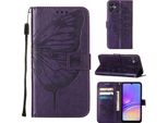 Custodia In Pelle Per Samsung Galaxy A05 Farfalla In Rilievo Custodia In Pelle Flip Slot Per Schede Telefono Cellulare Con Supporto Viola
