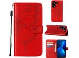 Custodia In Pelle Per Tecno Pova 5 LH7N Farfalla In Rilievo Custodia In Pelle Flip Slot Per Schede Telefono Cellulare Con Stand Rosso