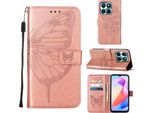 Custodia In Pelle Per Honor X6A Farfalla In Rilievo Custodia In Pelle Flip Slot Per Schede Telefono Cellulare Con Supporto Rosa