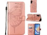 Custodia In Pelle Per Samsung Galaxy A34 Farfalla In Rilievo Flip Custodia In Pelle Slot Per Schede Telefono Cellulare Con Supporto Rosa