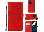 Custodia In Pelle Per Oneplus 11 Farfalla In Rilievo Custodia In Pelle Flip Slot Per Schede Telefono Cellulare Con Supporto Rosso