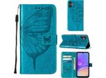 Custodia In Pelle Per Samsung Galaxy A05 Farfalla In Rilievo Custodia In Pelle Flip Slot Per Schede Telefono Cellulare Con Supporto Blu