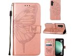 Custodia In Pelle Per Samsung Galaxy S23 Fe Farfalla In Rilievo Custodia In Pelle Flip Slot Per Schede Telefono Cellulare Con Supporto Rosa