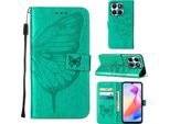 Custodia In Pelle Per Honor X6A Farfalla In Rilievo Custodia In Pelle Flip Slot Per Schede Telefono Cellulare Con Supporto Verde