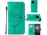 Custodia In Pelle Per Xiaomi 13 Farfalla In Rilievo Flip Custodia In Pelle Slot Per Schede Telefono Cellulare Con Supporto Verde