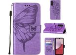Custodia In Pelle Per Samsung Galaxy A25 5G Farfalla In Rilievo Custodia In Pelle Flip Slot Per Schede Telefono Cellulare Con Supporto Viola