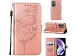 Custodia In Pelle Per Realme 10 Pro 5G Farfalla In Rilievo Custodia In Pelle Flip Slot Per Schede Telefono Cellulare Con Supporto Rosa
