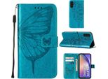 Custodia In Pelle Per Samsung Galaxy A54 Farfalla In Rilievo Custodia In Pelle Flip Slot Per Schede Telefono Cellulare Con Supporto Blu