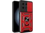 Custodia Per Honor X8A Con Anello Supporto Supporto Slitta Fotocamera Protezione Tpu Pc Ibrido Custodia Per Cellulare Rosso