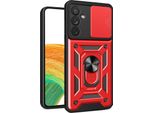 Custodia Per Samsung Galaxy A34 5G Con Anello Supporto Supporto Slitta Fotocamera Protezione Tpu Pc Ibrido Custodia Per Cellulare Rosso