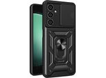 Custodia Per Samsung Galaxy S23 Fe Con Anello Supporto Supporto Slitta Fotocamera Protezione Tpu Pc Hybrid Custodia Per Cellulare Nero