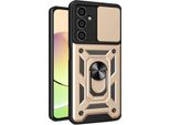 Custodia Per Samsung Galaxy A05S Con Anello Supporto Supporto Slitta Fotocamera Protezione Tpu Pc Ibrido Custodia Per Cellulare Oro