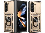 Custodia Per Samsung Galaxy Z Fold 5 Con Anello Supporto Supporto Slitta Fotocamera Protezione Tpu Pc Hybrid Custodia Per Cellulare Oro