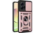 Custodia Per Xiaomi Redmi Note 12 4G Con Anello Supporto Supporto Scivolare Protezione Fotocamera Tpu Pc Ibrido Custodia Cellulare Oro Rosa