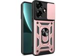 Custodia Per Infinix Hot 30 Con Anello Supporto Supporto Slitta Fotocamera Protezione Tpu Pc Ibrido Custodia Per Cellulare Oro Rosa