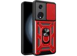 Custodia Per Oppo Reno8 T 5G Con Anello, Supporto, Protezione Della Fotocamera, Paraurti In Tpu, Custodia In Silicone Rosso