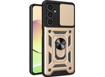 Custodia Per Samsung Galaxy M54 Con Anello Supporto Supporto Slitta Fotocamera Protezione Tpu Pc Ibrido Custodia Del Telefono Cellulare Oro