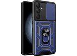 Custodia Per Samsung Galaxy A55 5G Con Anello Supporto Supporto Slitta Fotocamera Protezione Tpu Pc Hybrid Custodia Per Cellulare Blu