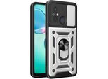 Custodia Per Xiaomi Redmi 12C Con Anello Supporto Supporto Slitta Fotocamera Protezione Tpu Pc Hybrid Custodia Per Cellulare Argento