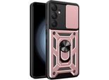 Custodia Per Samsung Galaxy A35 5G Con Anello Supporto Supporto Slitta Fotocamera Protezione Tpu Pc Ibrido Custodia Per Cellulare Oro Rosa