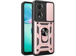 Custodia Per Honor 90 Con Anello Supporto Supporto Slitta Fotocamera Protezione Tpu Pc Ibrido Custodia Per Cellulare Oro Rosa