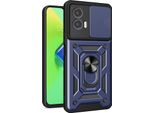 Custodia Per Motorola Moto G53 Con Anello Supporto Supporto Slitta Fotocamera Protezione Tpu Pc Hybrid Custodia Per Cellulare Blu