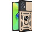 Custodia Per Motorola Moto G53 Con Anello Supporto Supporto Slitta Fotocamera Protezione Tpu Pc Hybrid Custodia Per Cellulare Oro