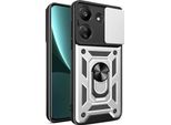 Custodia Per Xiaomi Redmi 13C 4G Con Anello Supporto Supporto Scivolare Protezione Fotocamera Tpu Pc Hybrid Custodia Per Cellulare Argento