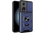 Custodia Per Oppo Reno8 T 5G Con Anello, Supporto, Protezione Della Fotocamera, Paraurti In Tpu, Custodia In Silicone Blu