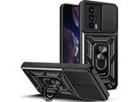 Custodia Per Xiaomi Poco F5 Pro Con Anello Supporto Supporto Scivolare Protezione Fotocamera Tpu Pc Hybrid Custodia Per Cellulare Nero