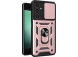 Custodia Per Samsung Galaxy S23 Fe Con Anello Supporto Supporto Slitta Fotocamera Protezione Tpu Pc Ibrido Custodia Per Cellulare Oro Rosa