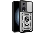 Custodia Per Oppo Reno8 T 5G Con Anello Supporto Supporto Scivolare Protezione Fotocamera Tpu Pc Hybrid Custodia Per Cellulare Argento