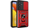 Custodia Per Samsung Galaxy M14 5G Con Anello Supporto Supporto Slitta Fotocamera Protezione Tpu Pc Ibrido Custodia Del Telefono Cellulare Rosso