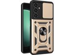 Custodia Per Samsung Galaxy S23 Fe Con Anello Supporto Supporto Slitta Fotocamera Protezione Tpu Pc Ibrido Custodia Del Telefono Cellulare Oro