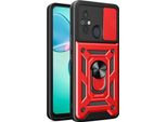 Custodia Per Xiaomi Redmi 12C Con Anello Supporto Supporto Slitta Fotocamera Protezione Tpu Pc Hybrid Custodia Per Cellulare Rosso