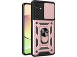Custodia Per Samsung Galaxy A05S Con Anello Supporto Supporto Slitta Fotocamera Protezione Tpu Pc Ibrido Custodia Per Cellulare Oro Rosa