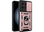 Custodia Per Honor X8A Con Anello Supporto Supporto Slitta Fotocamera Protezione Tpu Pc Ibrido Custodia Per Cellulare Oro Rosa