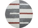 Teppium Tappeto Shaggy A Pelo Alto Design A Quadri Morbido Soffice E Accogliente Per Soggiorno Moderno, Dimensioni: 200 Cm Rotondo