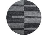 Teppium Tappeto Shaggy A Pelo Alto Design A Quadri Morbido Soffice E Accogliente Per Soggiorno Moderno, Dimensioni: 80 Cm Rotondo