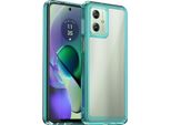 Custodia Per Motorola Moto G54 Trasparente, Protettiva In Silicone Tpu Antiurto Azzurro