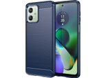 Custodia Per Motorola Moto G54 In Silicone Tpu Morbido, Fibra Di Carbonio, Custodia Protettiva Antiurto Blu